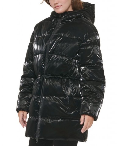 Women's Quilted Puffer Hood Jacket Black $40.82 Jackets