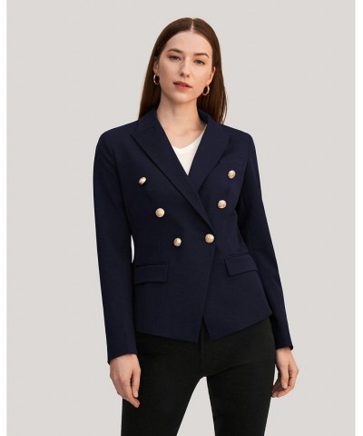 Women's Classic Double Breasted Slim Blazer Blue $54.08 Jackets