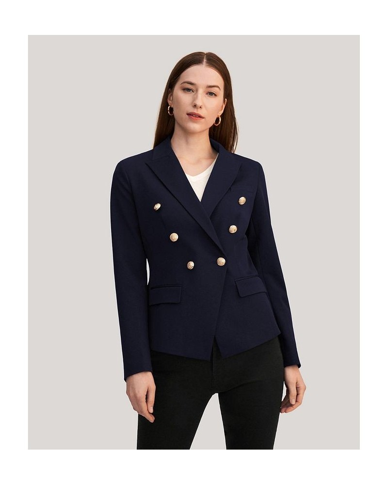 Women's Classic Double Breasted Slim Blazer Blue $54.08 Jackets