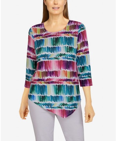 Petite Size Classics Brushstroke Print Knit Top Multi $22.71 Tops