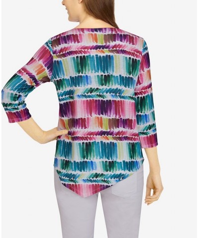 Petite Size Classics Brushstroke Print Knit Top Multi $22.71 Tops