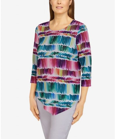 Petite Size Classics Brushstroke Print Knit Top Multi $22.71 Tops