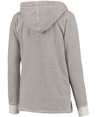 Women's Cream Navy Midshipmen Striped French Terry V-Neck Hoodie Cream $35.09 Sweatshirts