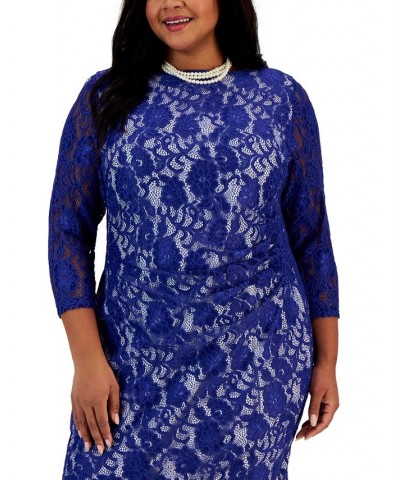 Plus Size Laurissa Lace Sheath Dress Blue $36.56 Dresses