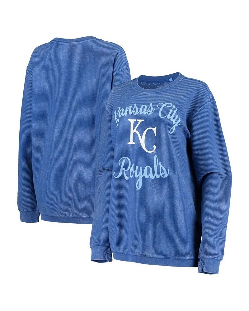 Women's Royal Kansas City Royals Script Comfy Cord Pullover Sweatshirt Royal $42.30 Sweatshirts