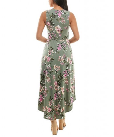 Juniors' Floral-Print Ruffled-Neck High-Low Fit & Flare Dress Pat G Green Floral $22.05 Dresses