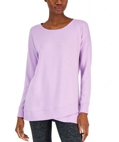 Women's French Terry Tulip-Hem Sweatshirt Purple $17.55 Sweatshirts