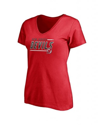 Women's Red New Jersey Devils Plus Size Mascot In Bounds V-Neck T-shirt Red $19.79 Tops