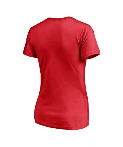 Women's Red New Jersey Devils Plus Size Mascot In Bounds V-Neck T-shirt Red $19.79 Tops