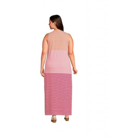 Women's Plus Size Cotton Jersey Sleeveless Swim Cover-up Maxi Dress Wood lily/strawberry stripe $29.98 Swimsuits