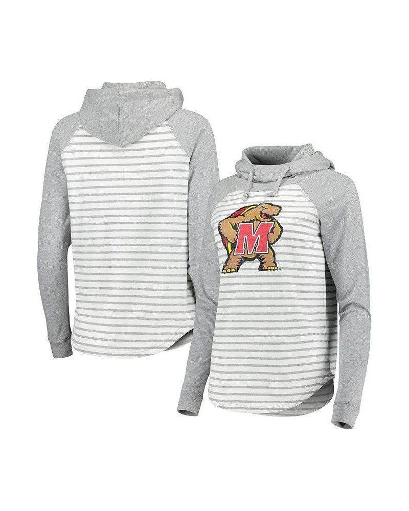 Women's Heathered Gray White Maryland Terrapins Gloria Raglan Long Sleeve Hoodie T-shirt Heathered Gray, White $31.89 Tops