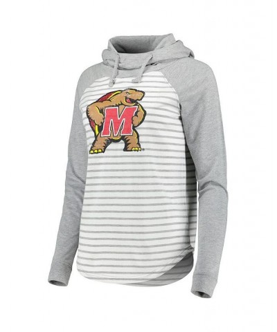 Women's Heathered Gray White Maryland Terrapins Gloria Raglan Long Sleeve Hoodie T-shirt Heathered Gray, White $31.89 Tops