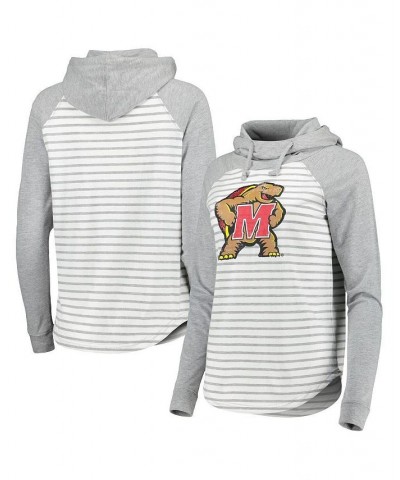 Women's Heathered Gray White Maryland Terrapins Gloria Raglan Long Sleeve Hoodie T-shirt Heathered Gray, White $31.89 Tops