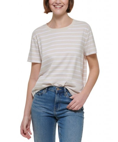 Monoco Striped Boxy T-Shirt Birch/white $16.07 Tops