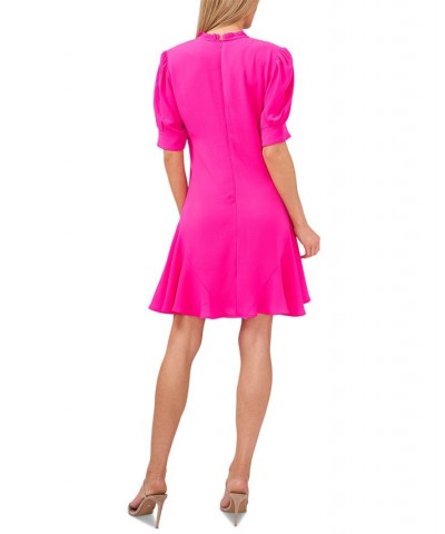 Ruffled Tie-Neck Dress Pink $43.62 Dresses