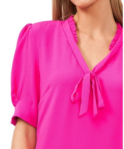 Ruffled Tie-Neck Dress Pink $43.62 Dresses