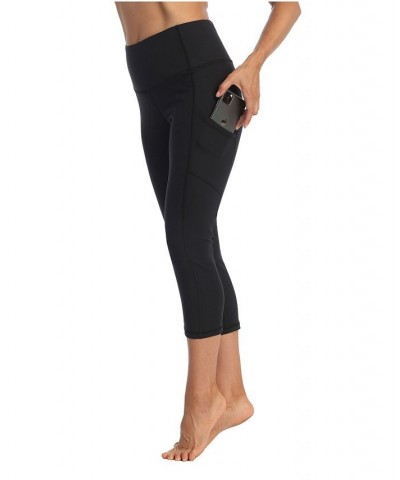 High Waist 3/4 Length Pocket Compression Leggings Black $53.30 Pants