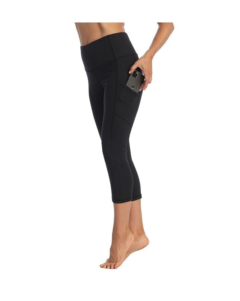 High Waist 3/4 Length Pocket Compression Leggings Black $53.30 Pants