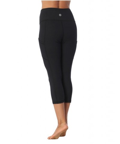 High Waist 3/4 Length Pocket Compression Leggings Black $53.30 Pants