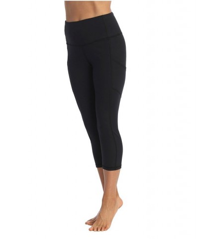 High Waist 3/4 Length Pocket Compression Leggings Black $53.30 Pants