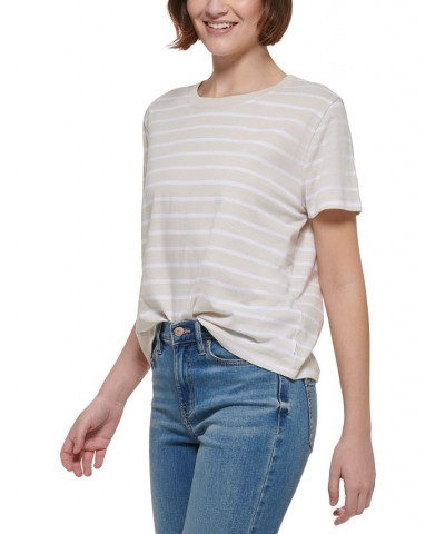 Monoco Striped Boxy T-Shirt Birch/white $16.07 Tops