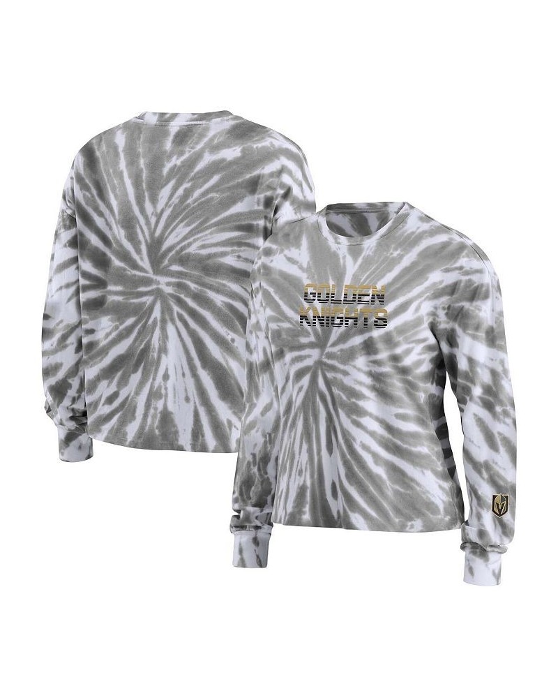 Women's Gray Vegas Golden Knights Tie-Dye Long Sleeve T-shirt Gray $26.40 Tops