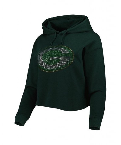 Women's Green Green Bay Packers Crystal Logo Cropped Pullover Hoodie Green $47.69 Sweatshirts