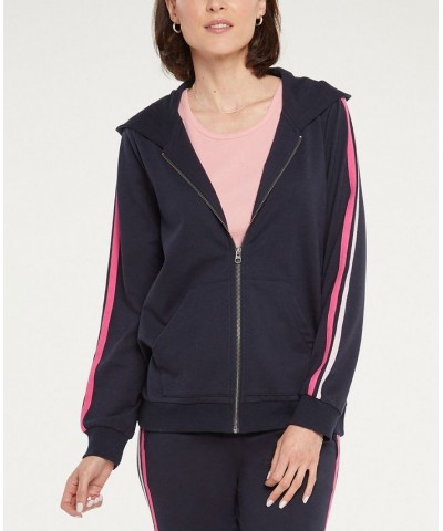 Women's Zip Front Hoodie Top Oxford Navy $52.47 Tops