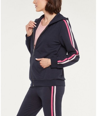 Women's Zip Front Hoodie Top Oxford Navy $52.47 Tops