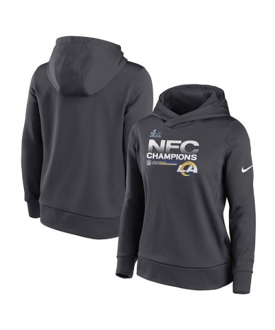 Women's Anthracite Los Angeles Rams 2021 NFC Champions Locker Room Trophy Collection Pullover Hoodie Anthracite $35.77 Sweats...