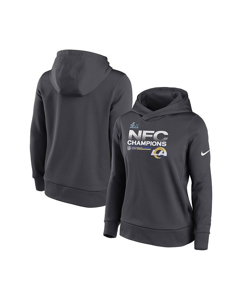 Women's Anthracite Los Angeles Rams 2021 NFC Champions Locker Room Trophy Collection Pullover Hoodie Anthracite $35.77 Sweats...