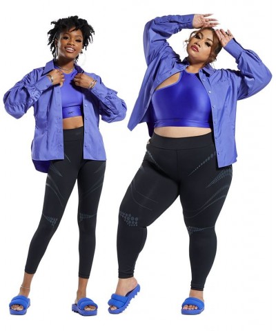 x Cardi B Plus Size Ruched-Sleeve Active Shirt Purple $24.65 Tops