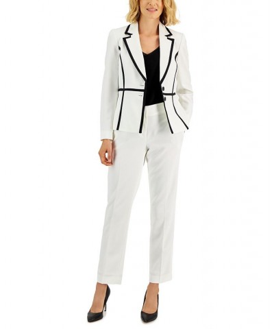 Crepe Two-Button Framed Jacket & Slim Pants Regular and Petite Sizes White $49.50 Suits