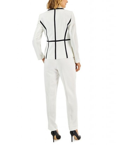 Crepe Two-Button Framed Jacket & Slim Pants Regular and Petite Sizes White $49.50 Suits