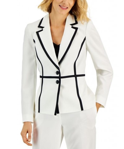 Crepe Two-Button Framed Jacket & Slim Pants Regular and Petite Sizes White $49.50 Suits