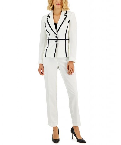 Crepe Two-Button Framed Jacket & Slim Pants Regular and Petite Sizes White $49.50 Suits