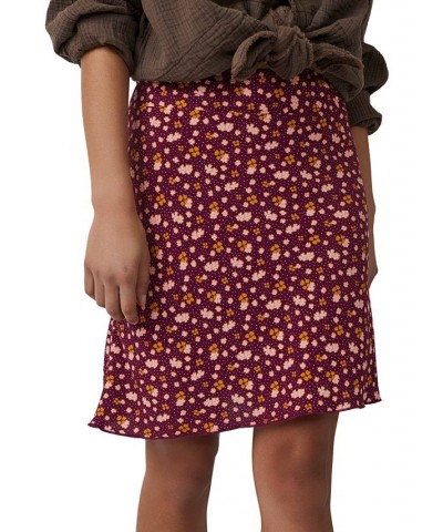 Women's Irl Ditsy-Print Pull-On Skirt Purple $28.00 Skirts