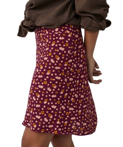 Women's Irl Ditsy-Print Pull-On Skirt Purple $28.00 Skirts