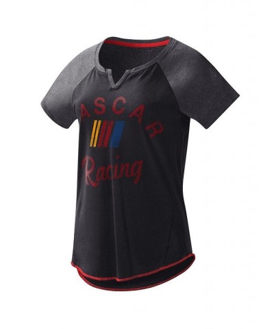 Women's Black NASCAR Grand Slam Tri-Blend Notch V-Neck T-shirt Black $21.60 Tops