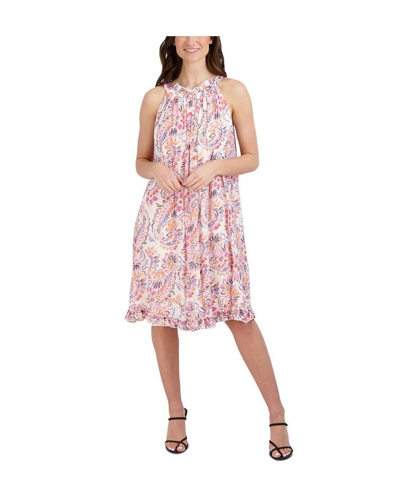 Women's Flounce-Hem Halter Dress Ivory Multi $45.39 Dresses