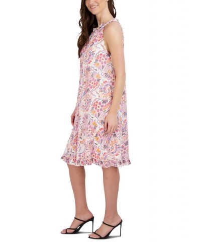 Women's Flounce-Hem Halter Dress Ivory Multi $45.39 Dresses