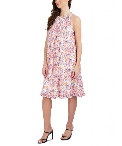 Women's Flounce-Hem Halter Dress Ivory Multi $45.39 Dresses