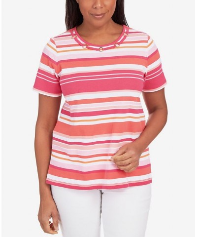 Petite Striped Ring Detail T-shirt Multi $26.45 Tops