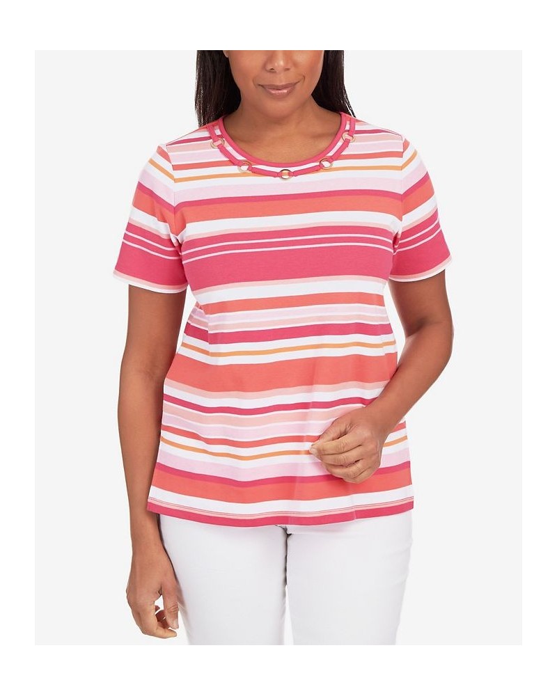 Petite Striped Ring Detail T-shirt Multi $26.45 Tops