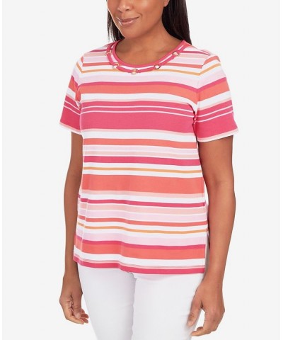 Petite Striped Ring Detail T-shirt Multi $26.45 Tops