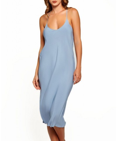 Women's Renee Ultra Soft Rayon Lounge Dress Blue $35.36 Lingerie