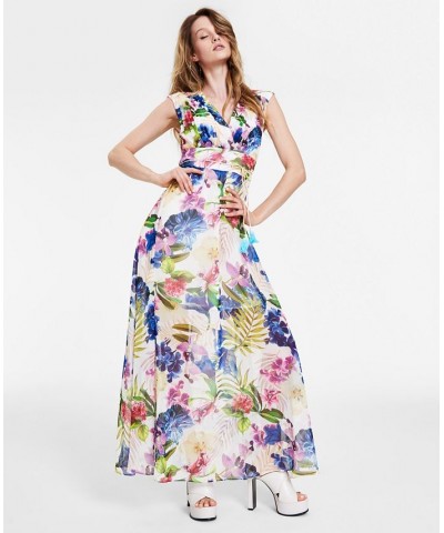 Women's Gilda Floral-Print Cap Sleeve Maxi Dress Tropicalia $53.76 Dresses