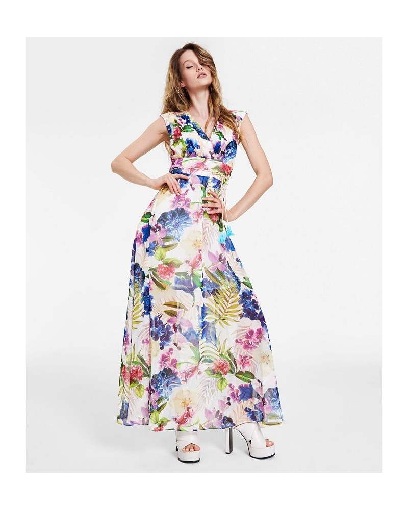 Women's Gilda Floral-Print Cap Sleeve Maxi Dress Tropicalia $53.76 Dresses