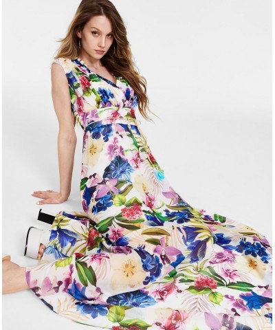 Women's Gilda Floral-Print Cap Sleeve Maxi Dress Tropicalia $53.76 Dresses