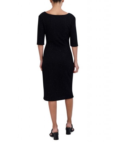 Petite Glitter-Knit Embellished A-Line Dress Black $46.28 Dresses